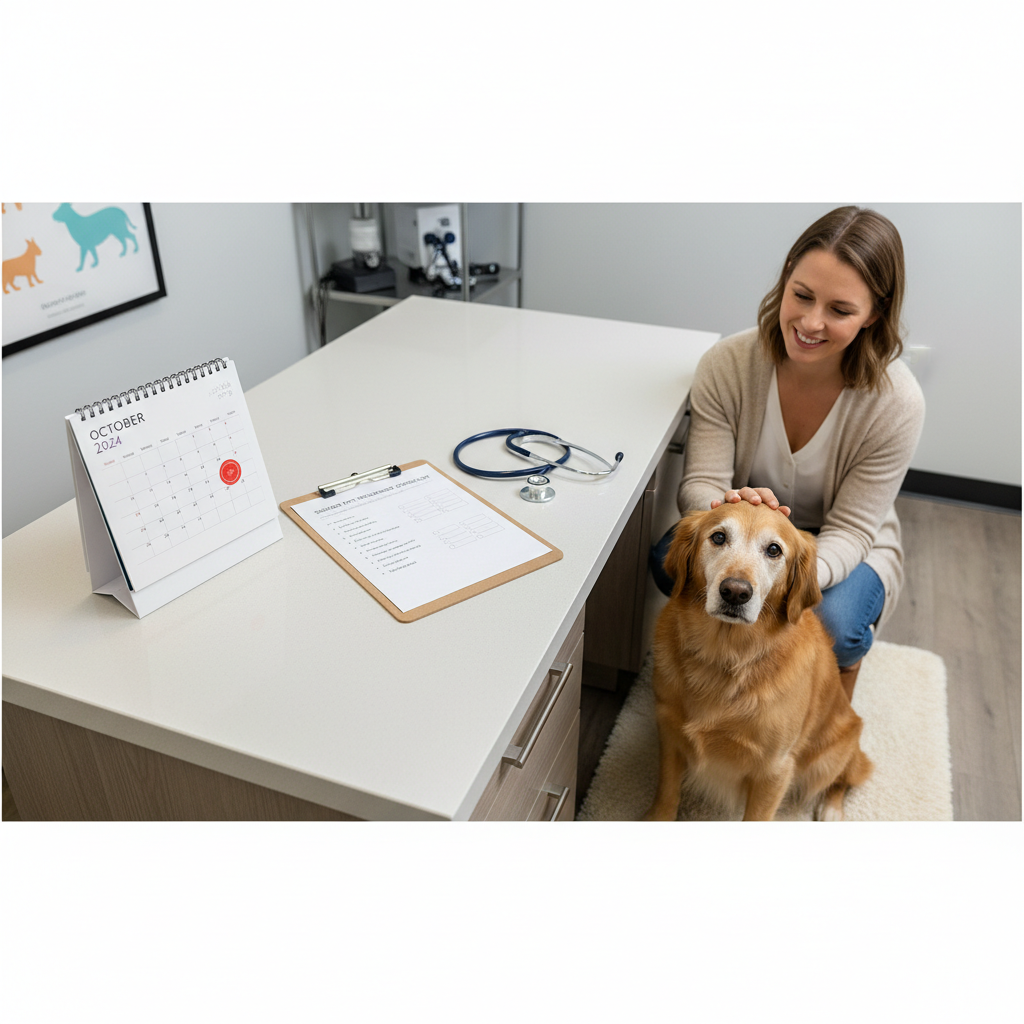 Senior pet wellness exam checklist and calendar planning
