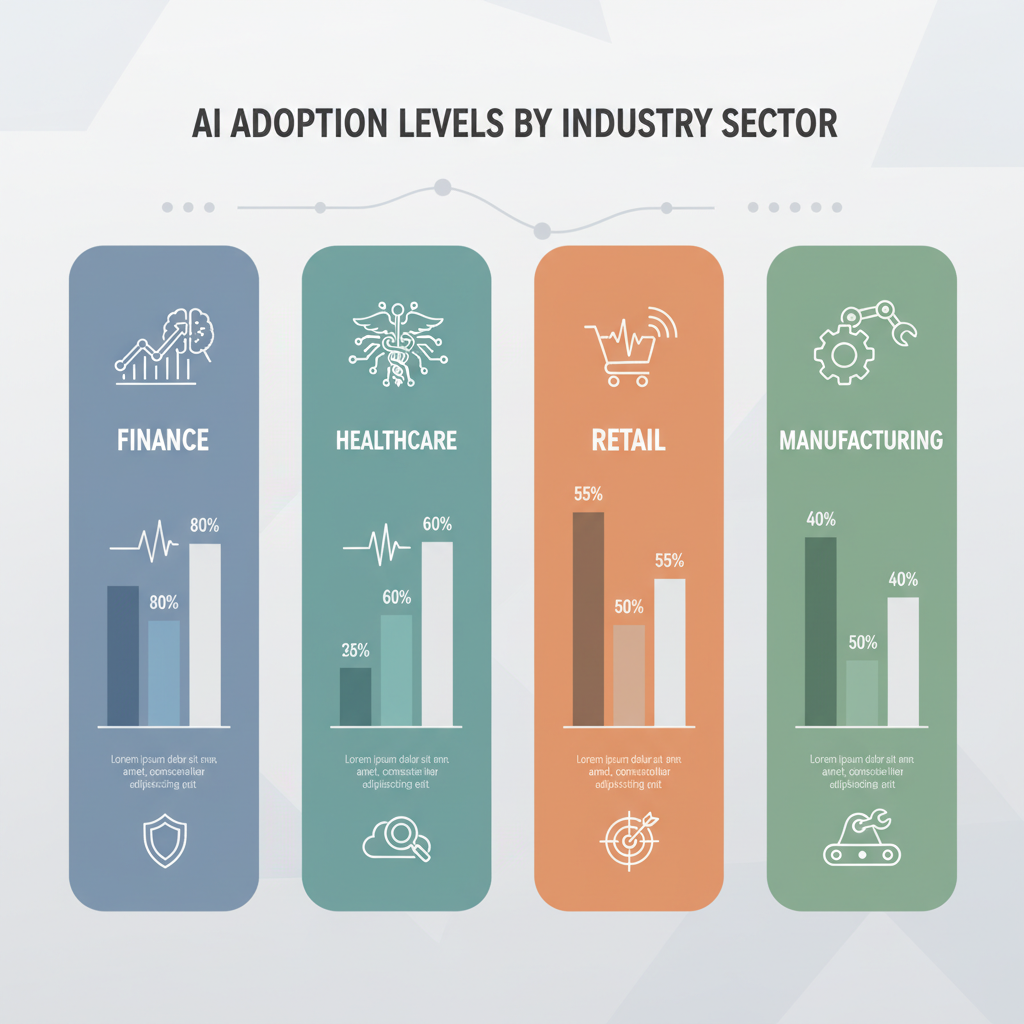 AI adoption by industry comparison across finance healthcare retail manufacturing