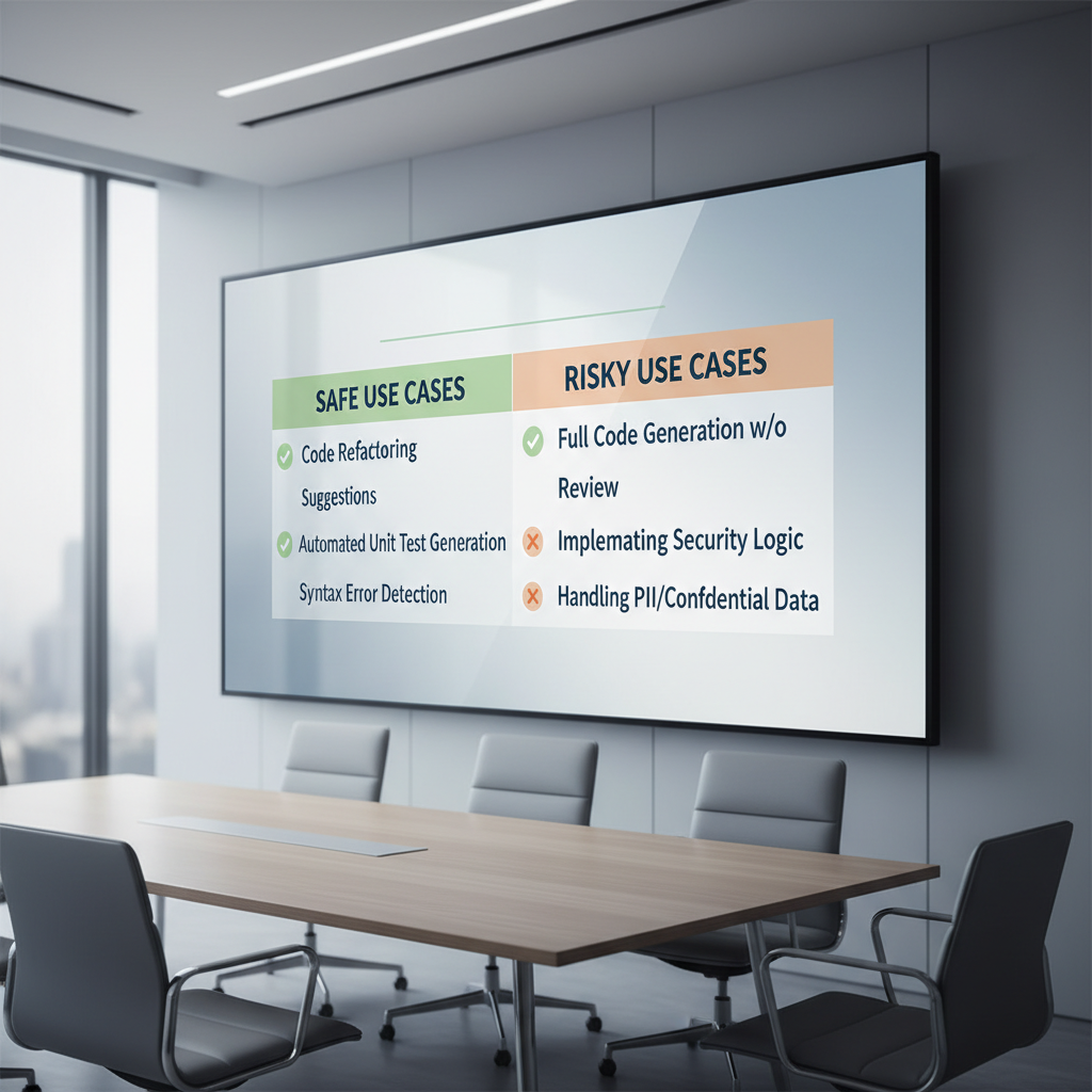 Table comparing safe vs risky Vibe Coding use cases in software development
