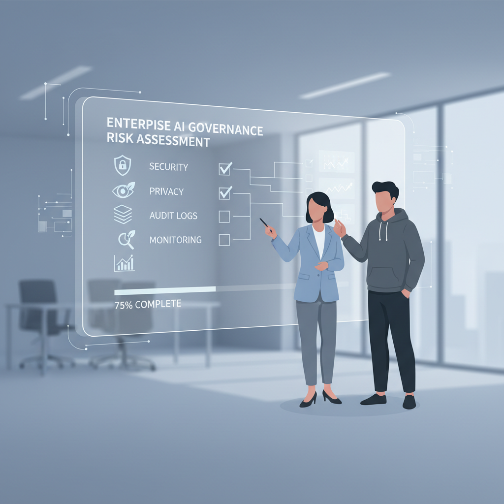 Enterprise AI governance checklist and risk management concept