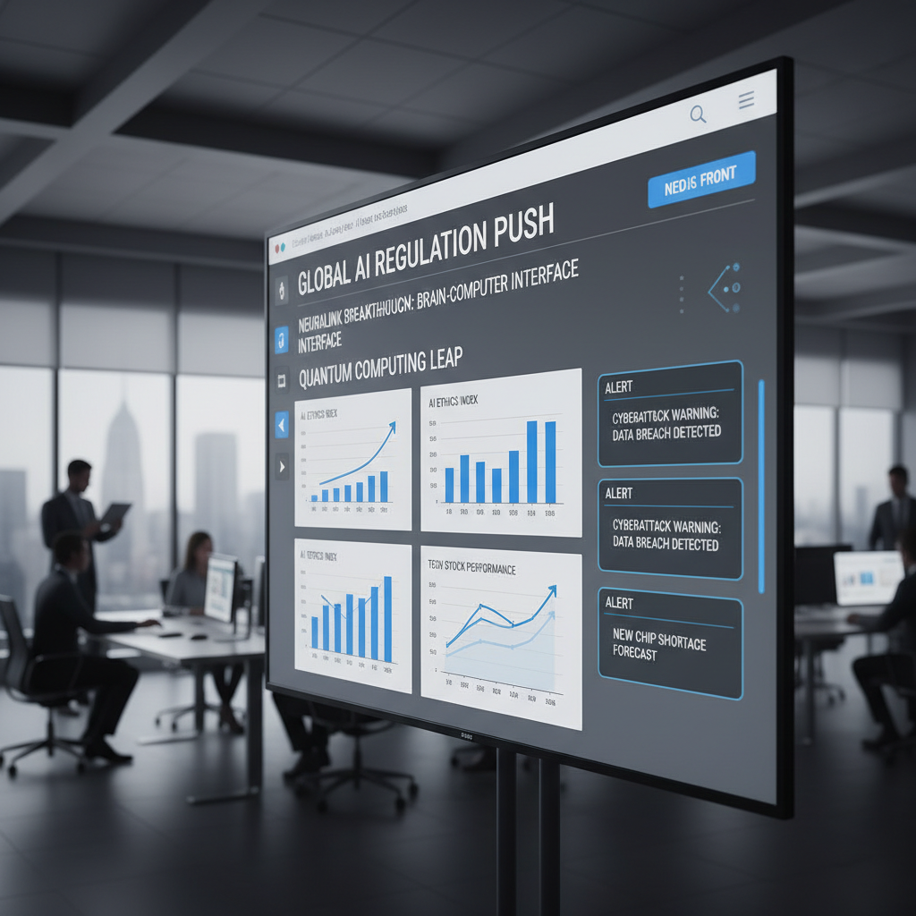 Weekly AI technology news briefing dashboard concept