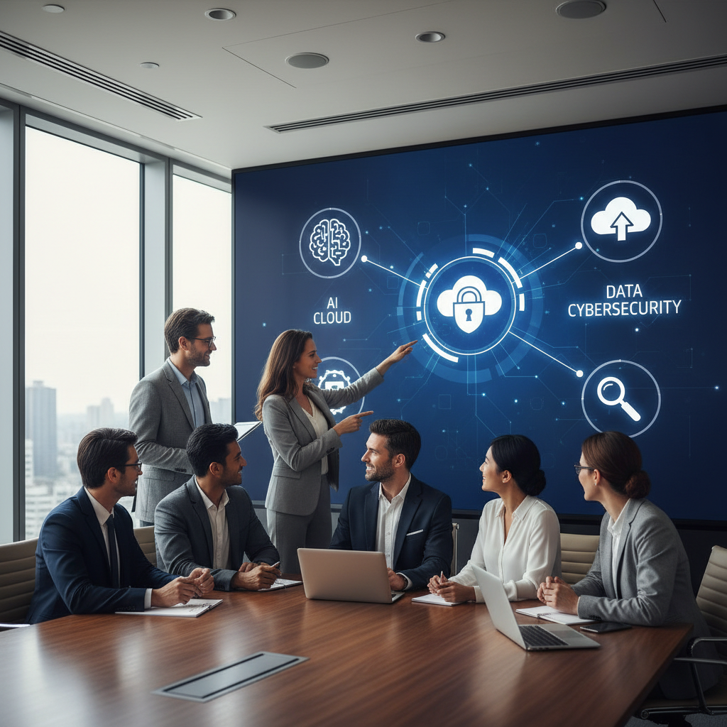 U.S. enterprise digital technology planning meeting with AI and cloud roadmap