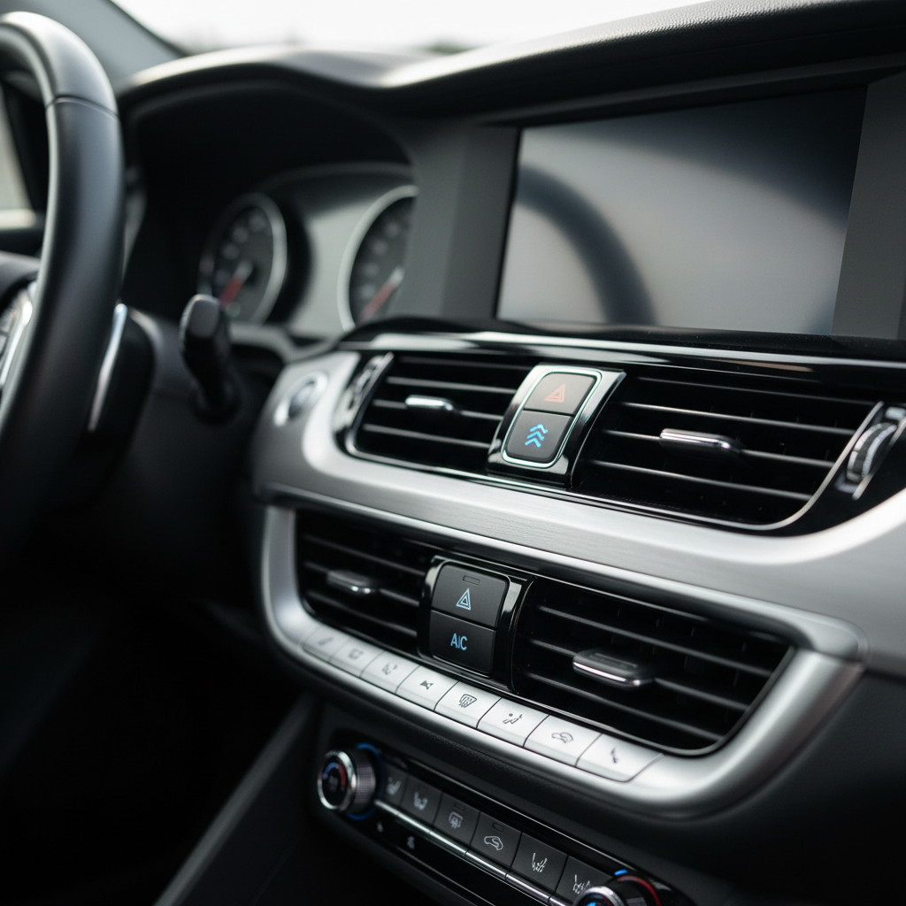 Windshield defrost controls showing defrost mode and A/C for fast clearing