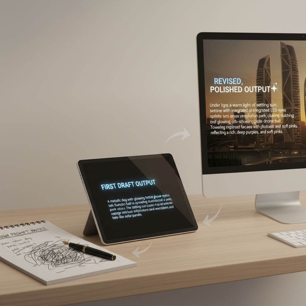 Workflow from rough prompt to revised output using ChatGPT