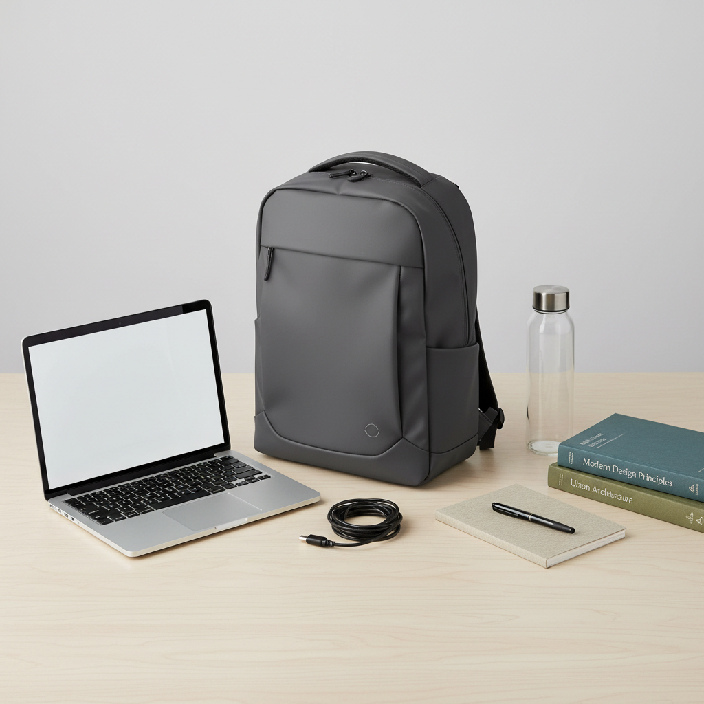 College backpack fitting test with laptop and textbooks