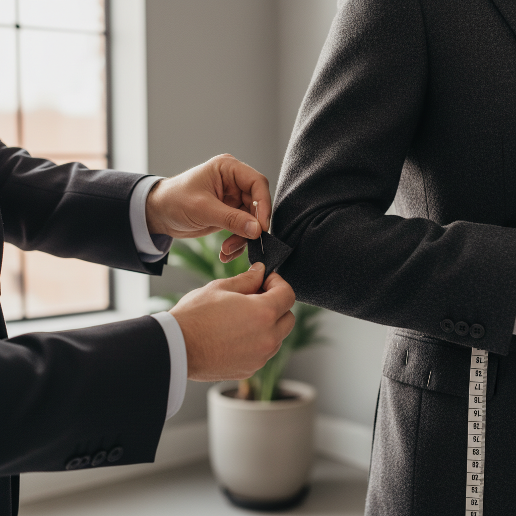 Tailor pinning blazer sleeves for a better work fit