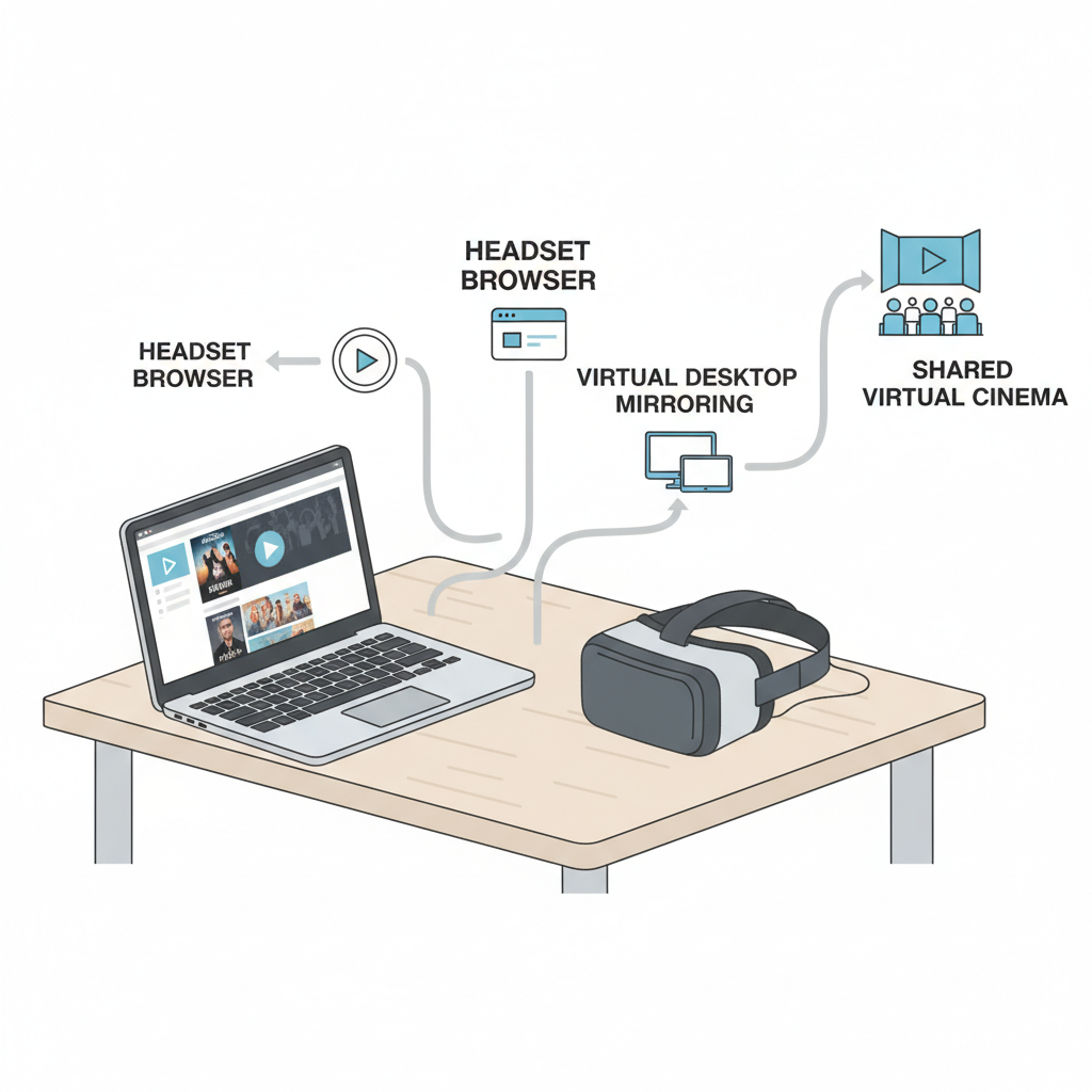 Comparison of VR methods to stream Disney Plus using browser or virtual desktop