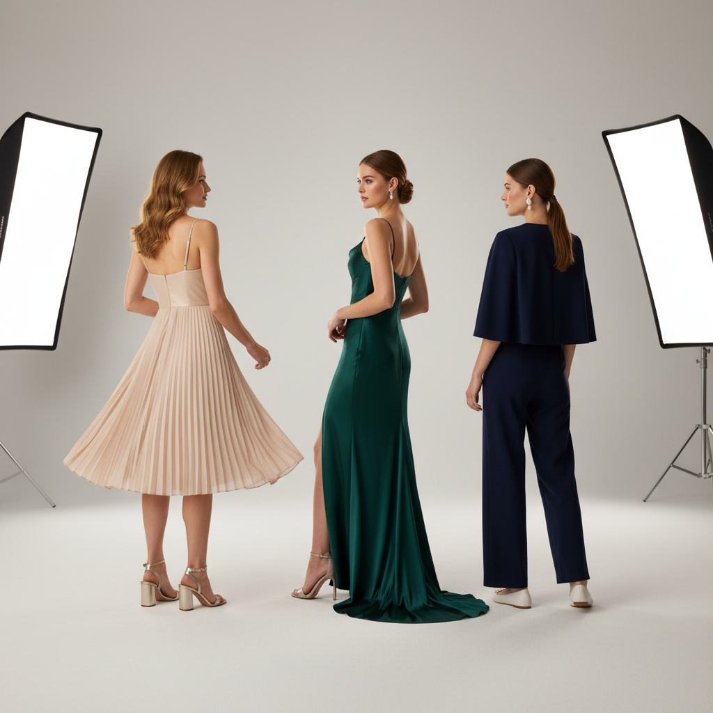 Wedding guest dress code guide with examples: cocktail, formal, black tie optional