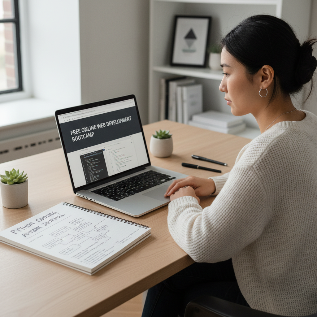 Student learning AI for free using open course materials and coding notebooks