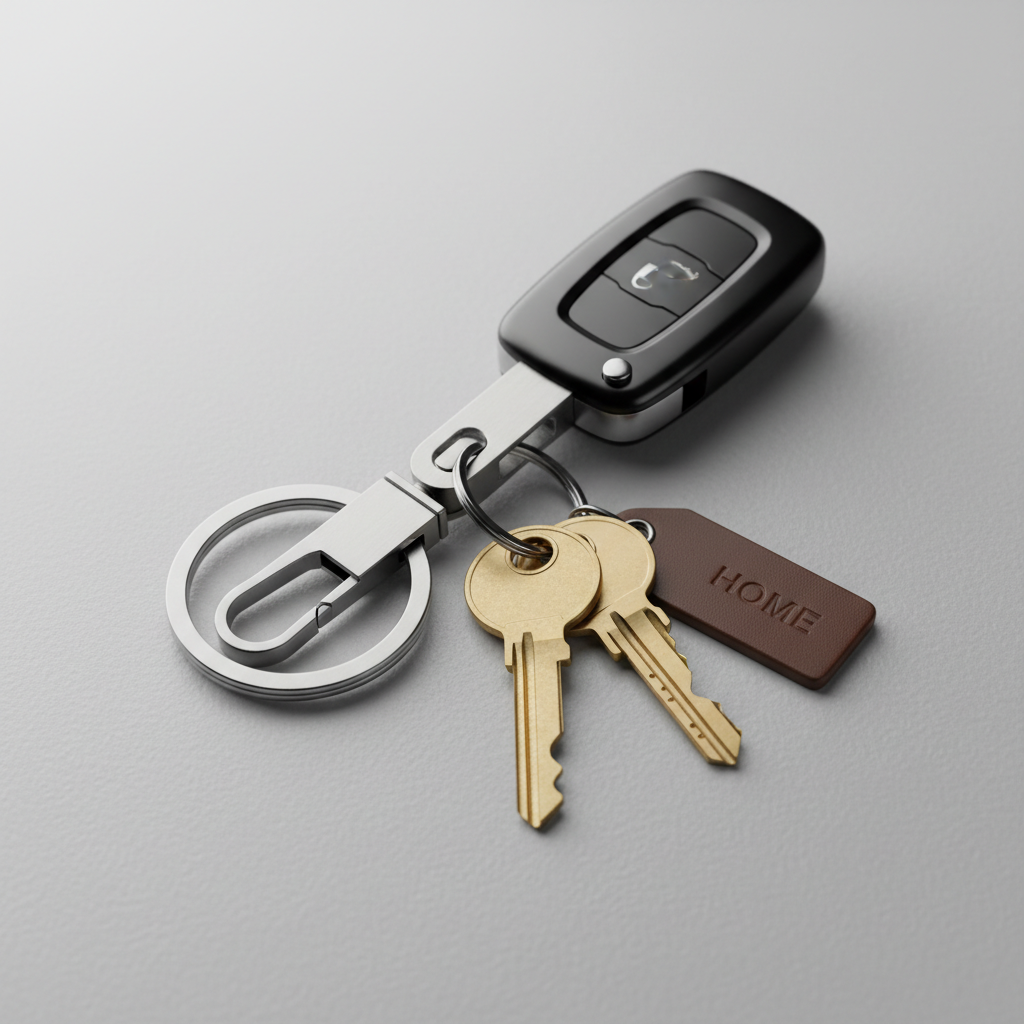 Two-ring keychain setup separating car fob from house keys