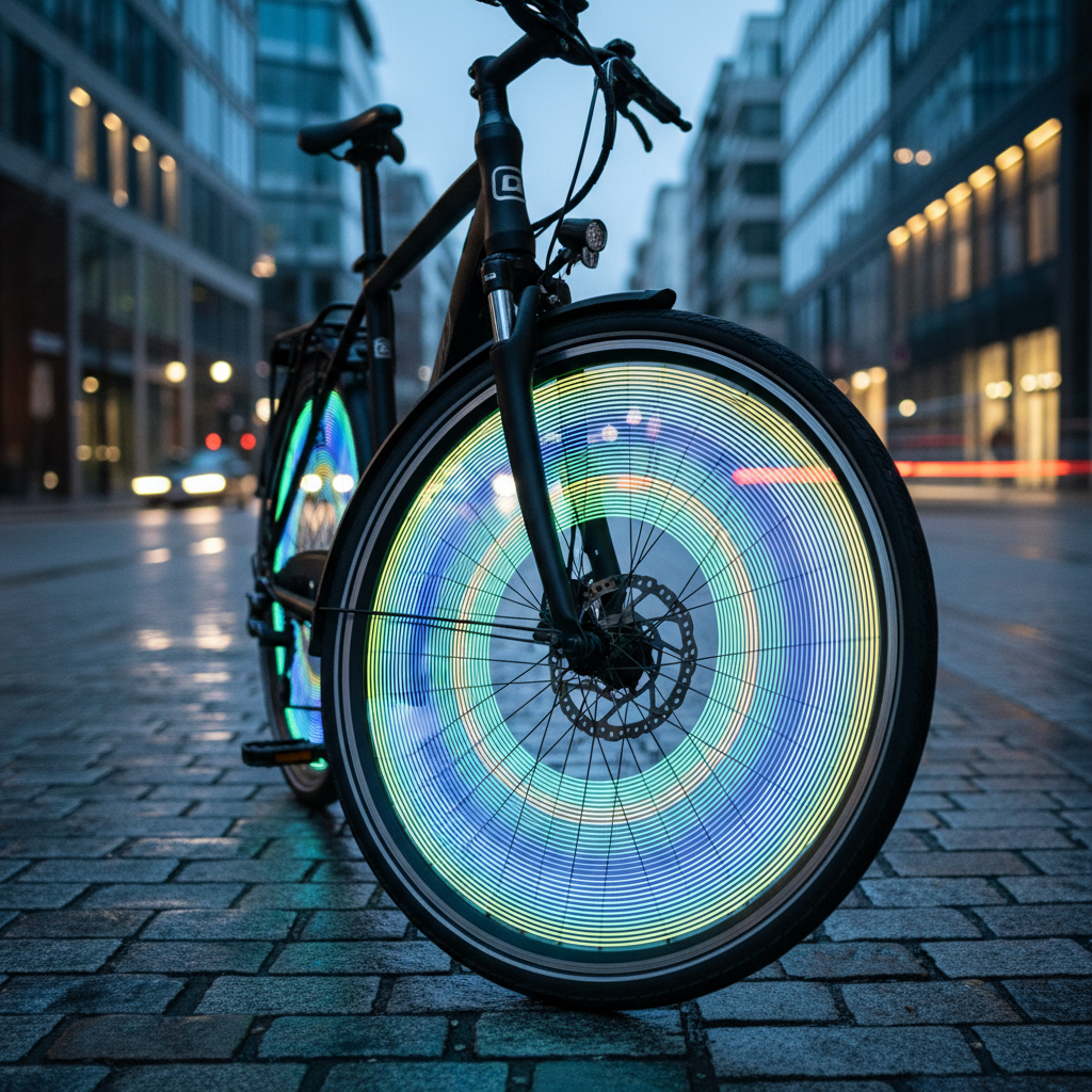 Bike wheel lights installed on spokes for side visibility at night