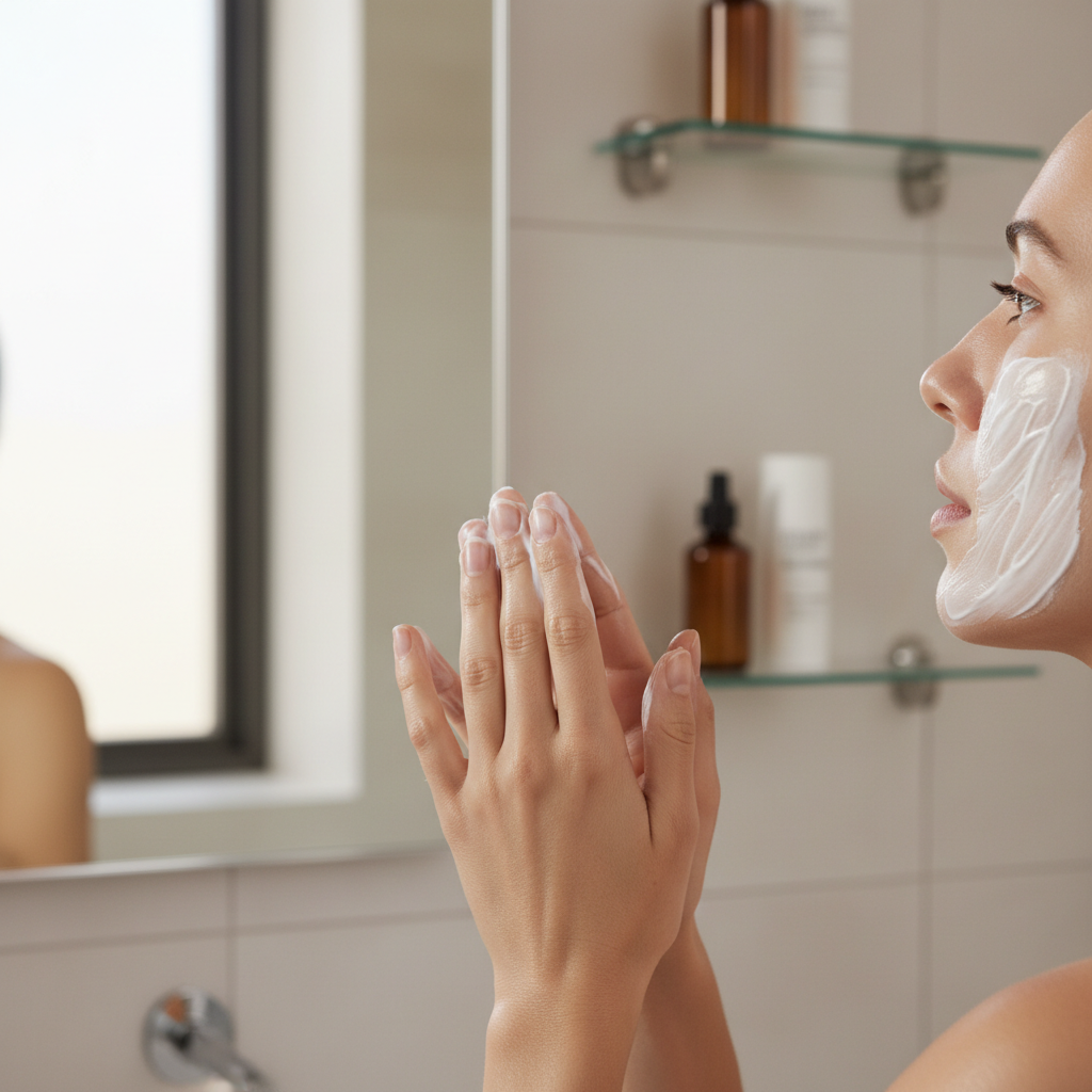 Applying moisturizer to damp skin for dry skin barrier support