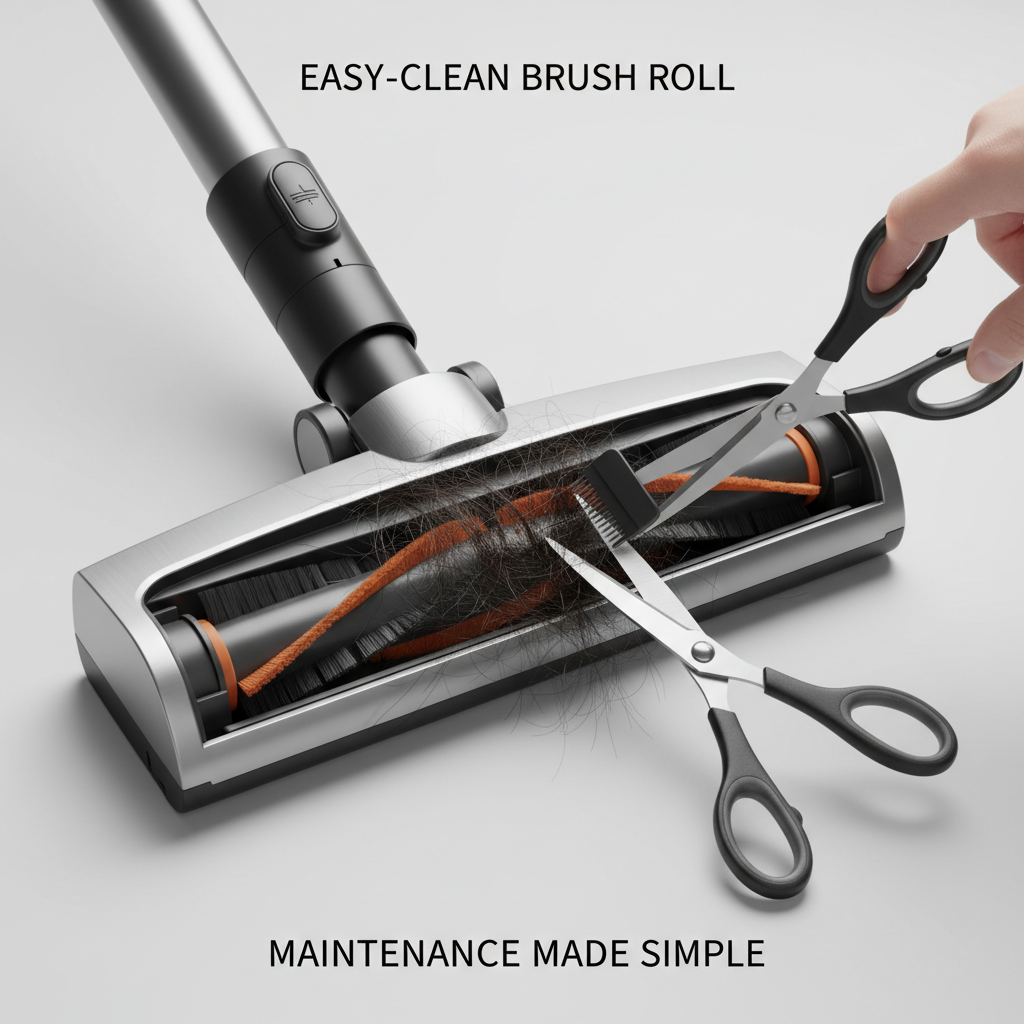 Clearing a vacuum floor head and brush roll to restore suction and pickup