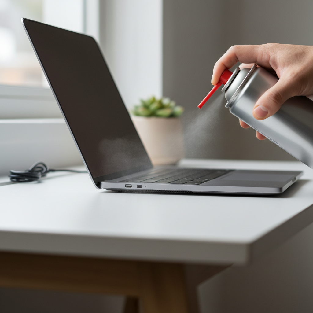 Cleaning laptop vents with compressed air without opening the case