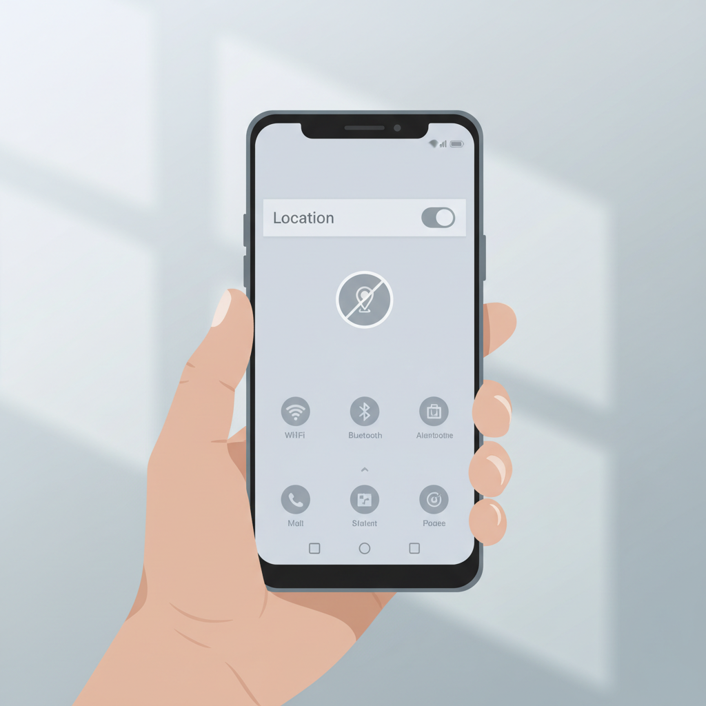 Hand using Android quick settings panel to toggle Location off for privacy