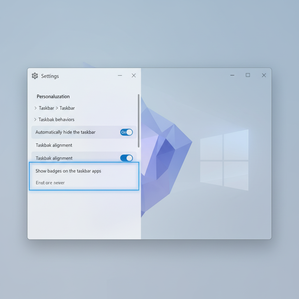Windows 11 Settings page showing taskbar behaviors and auto-hide option