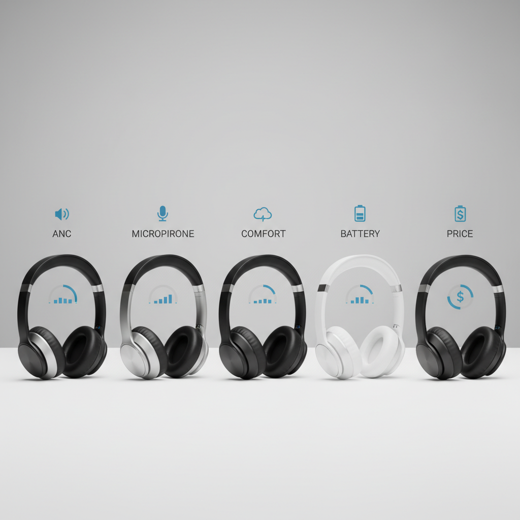Comparison of key headphone features like ANC, mic quality, and comfort