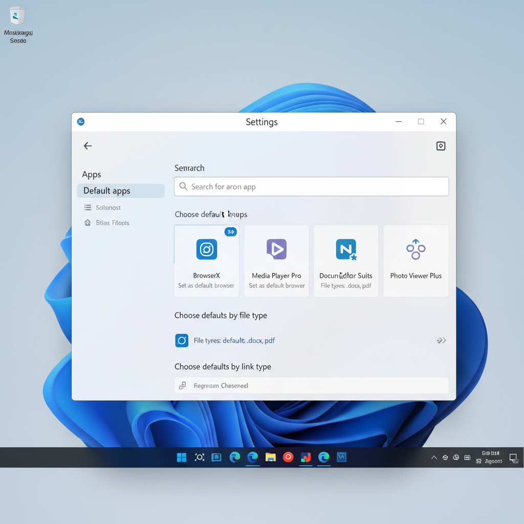 Windows 11 Settings app showing Default apps screen