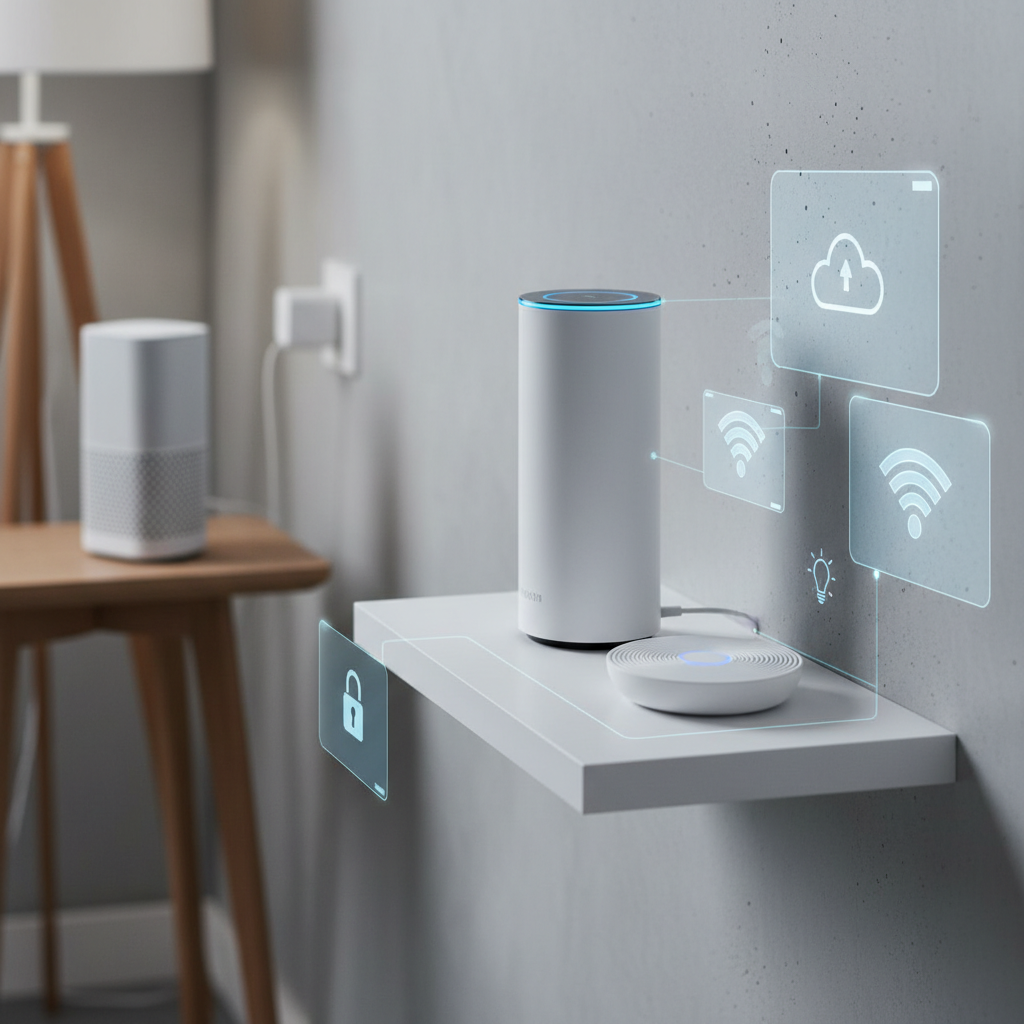 Home Wi-Fi router and mesh system with smart home devices for stable smart plug automation