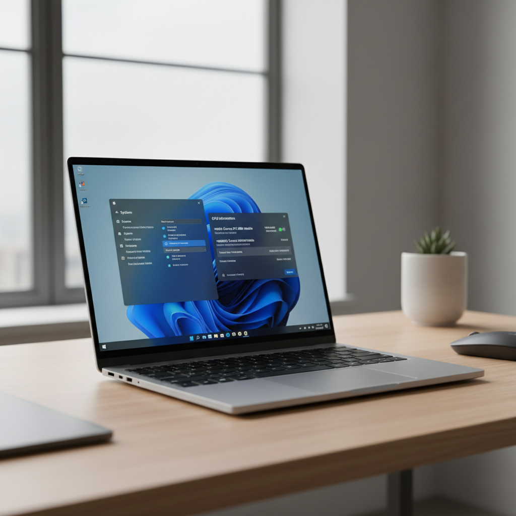Windows 11 laptop showing GPU information in system settings