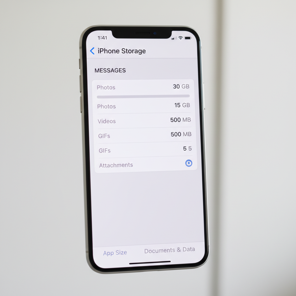 iPhone Messages storage management showing large attachments