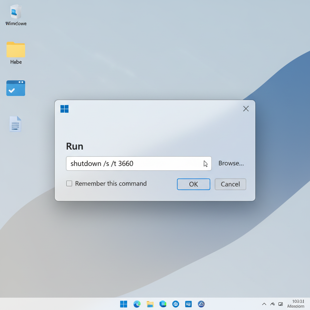 Run dialog in Windows 11 with shutdown command to schedule power off