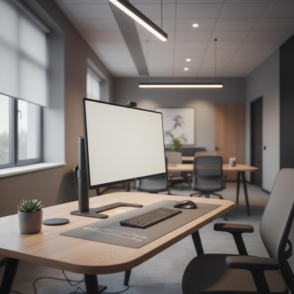 Ergonomic monitor height setup in a budget-friendly home office