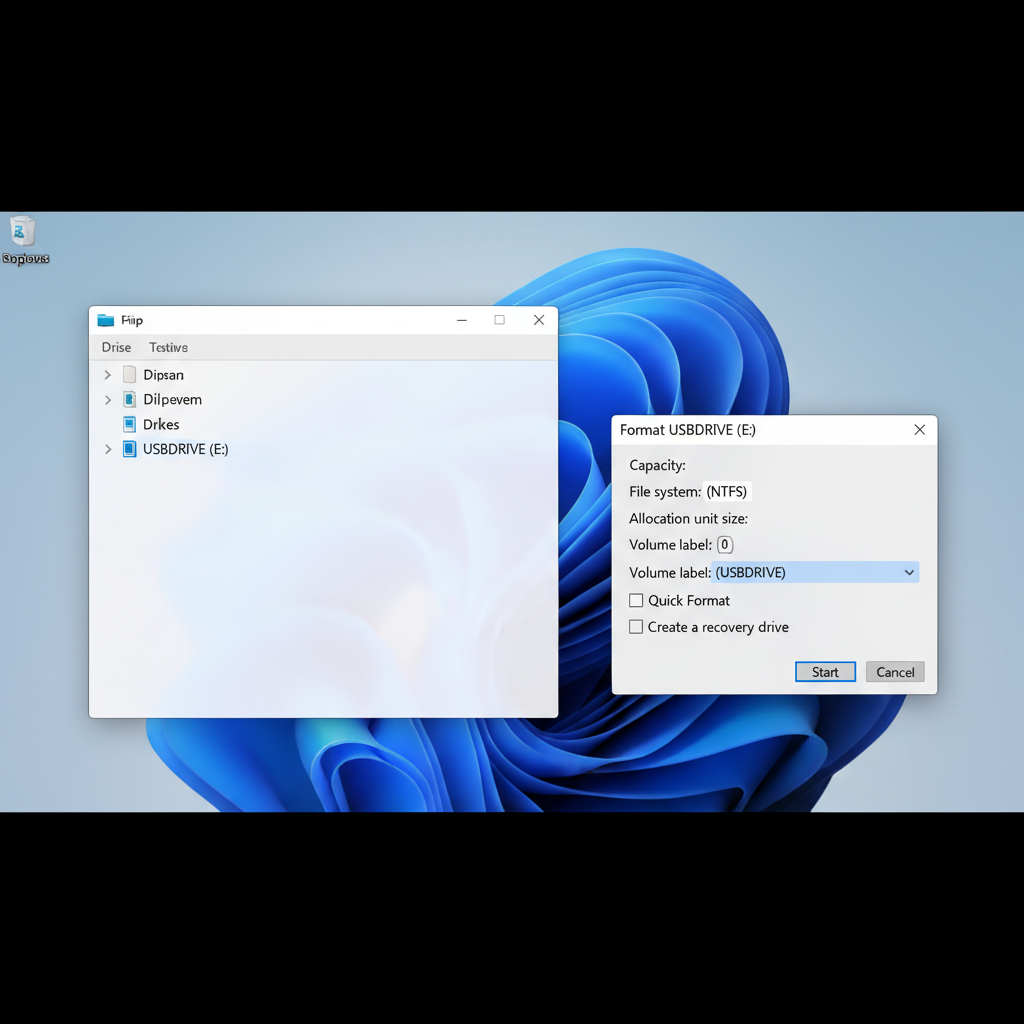 Windows 11 File Explorer format USB drive dialog