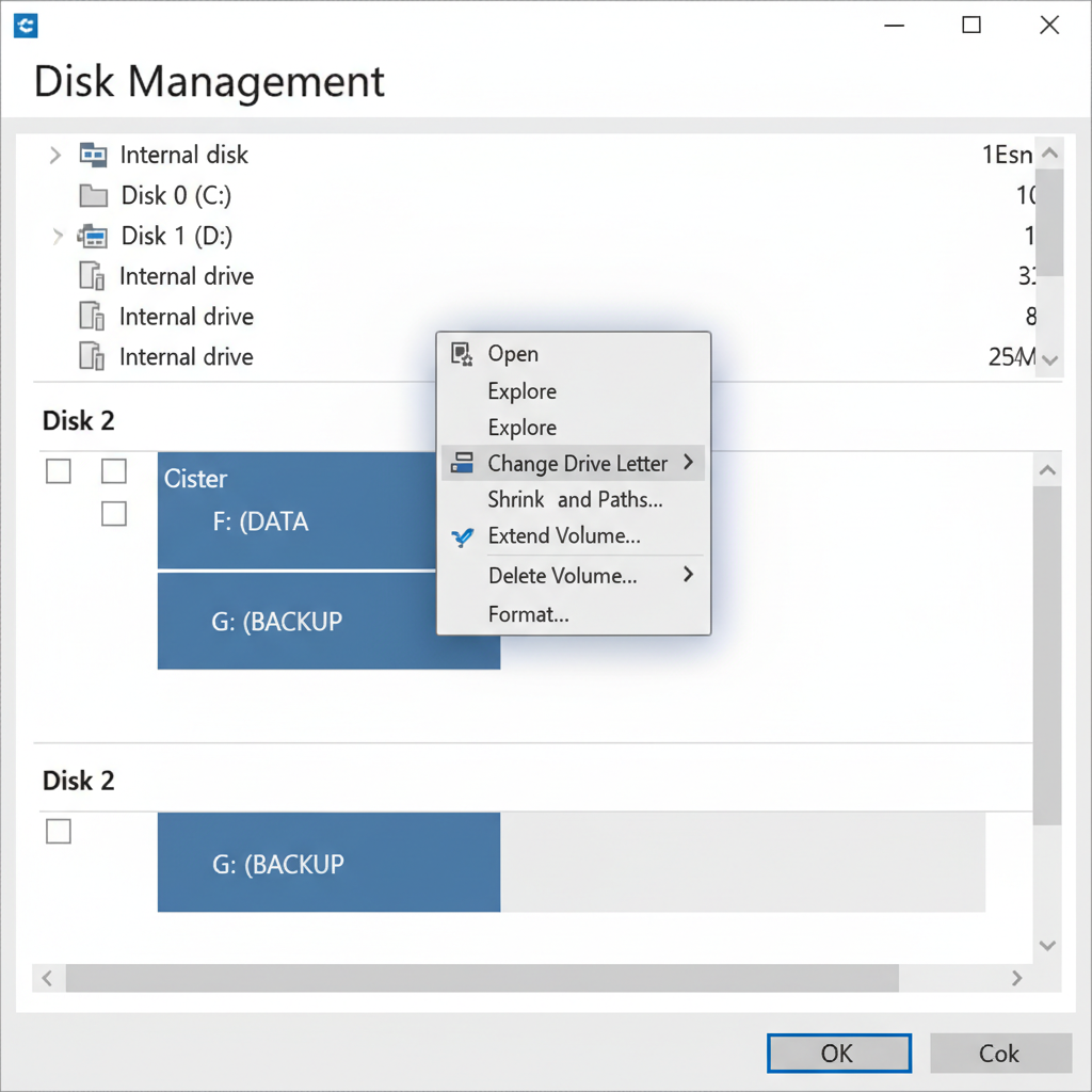 Windows 11 Disk Management showing USB partitions and formatting options