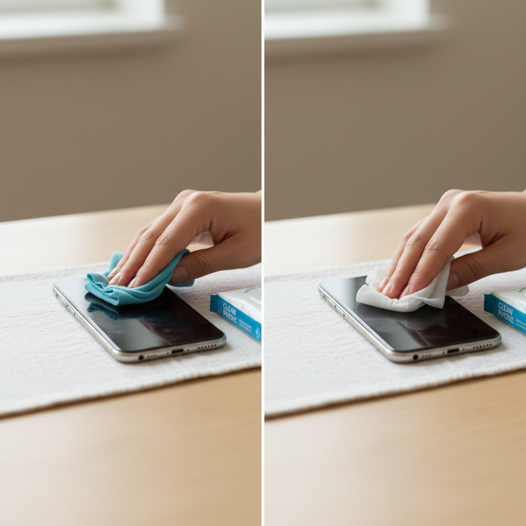 Cleaning and disinfecting a smartphone screen safely