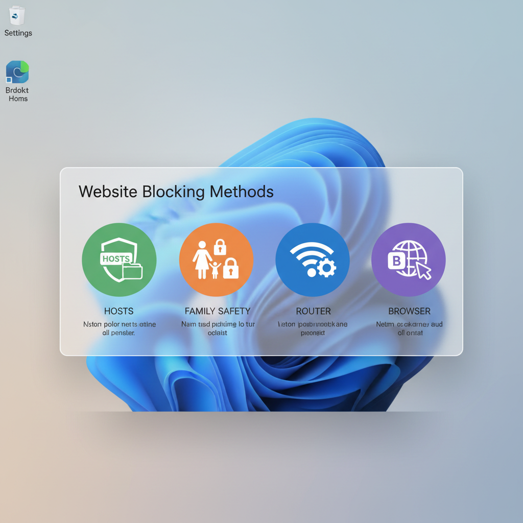 Windows 11 settings and website blocking options overview