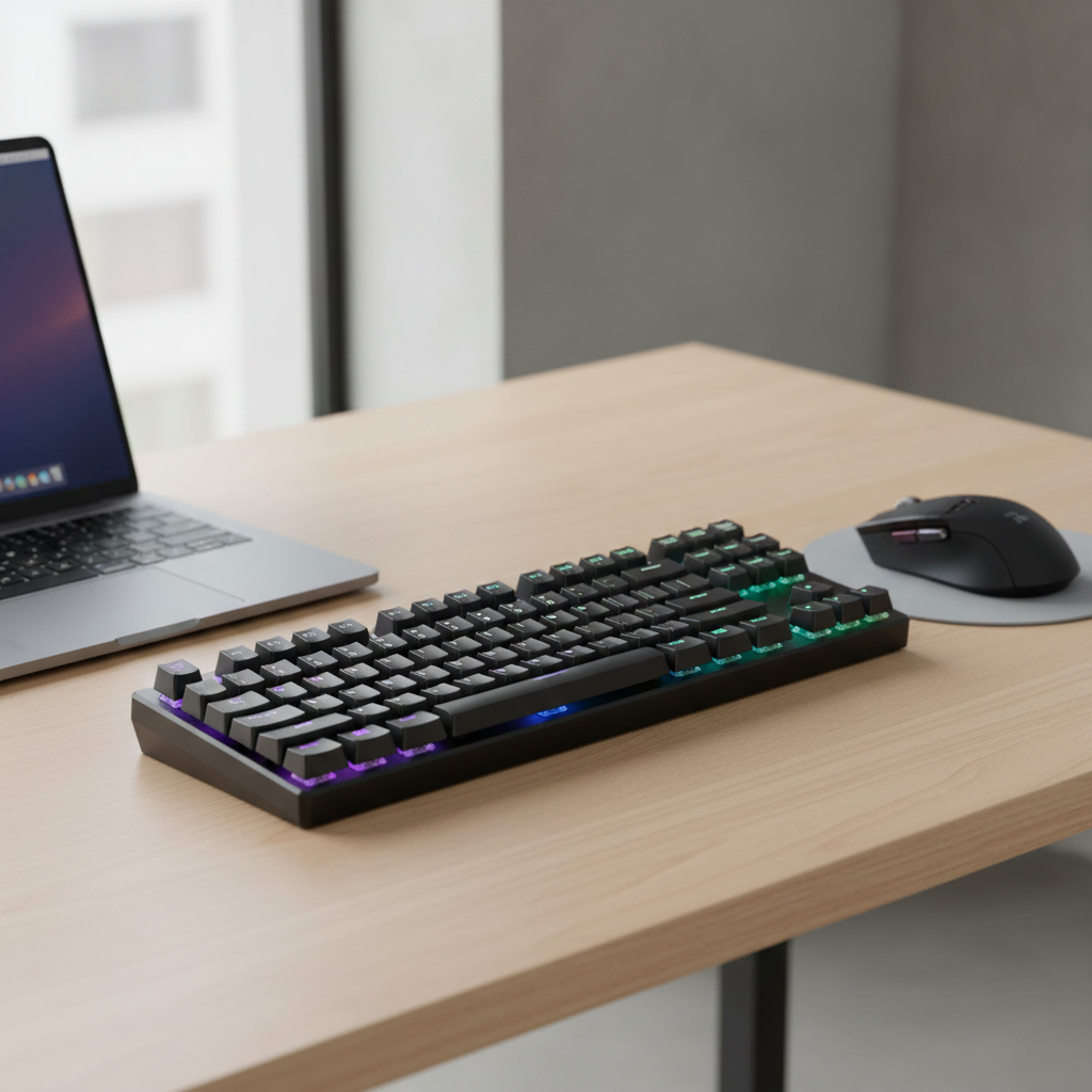 Budget mechanical keyboard setup under $50 on a desk