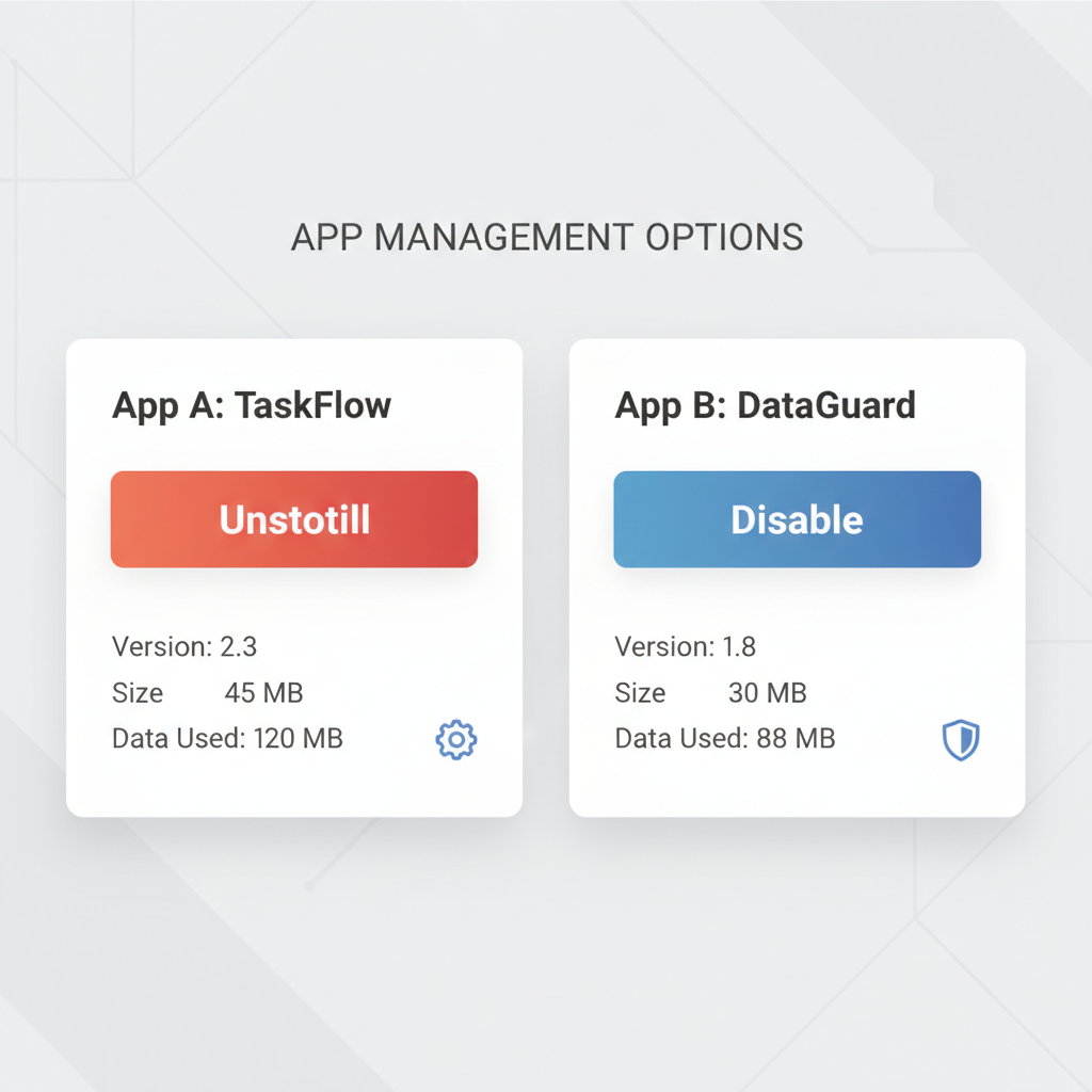 Uninstall vs Disable comparison on Android app info screen