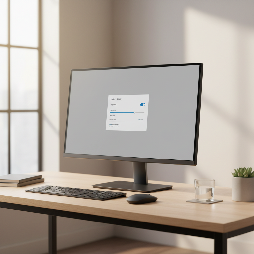 Windows 11 display settings showing brightness slider and Night Light controls side by side