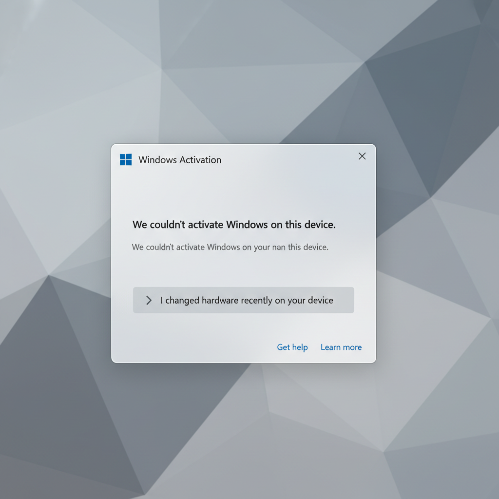 Windows Activation Troubleshooter prompt after hardware change