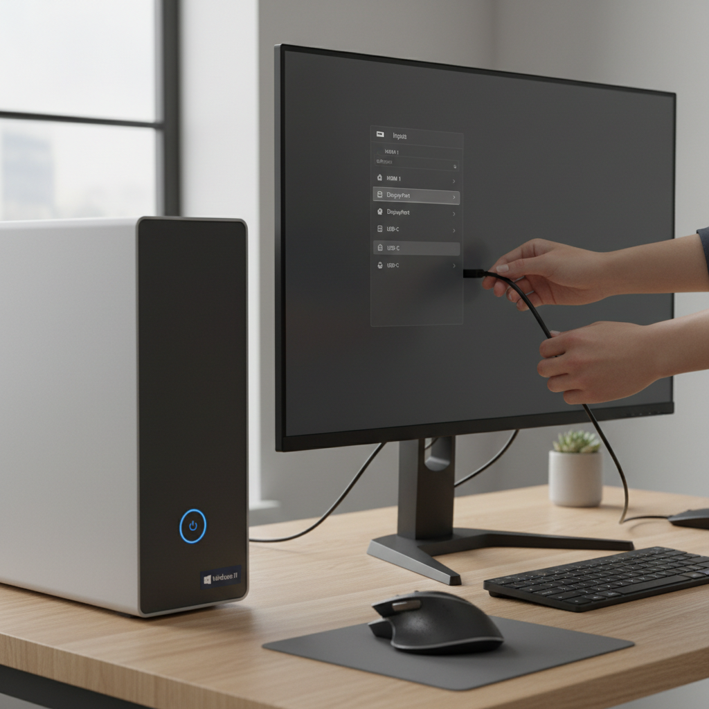 Checking HDMI cable and monitor input to resolve Windows 11 black screen