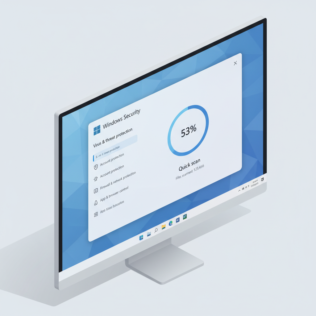 Windows 11 security settings and virus scan screen for malware removal