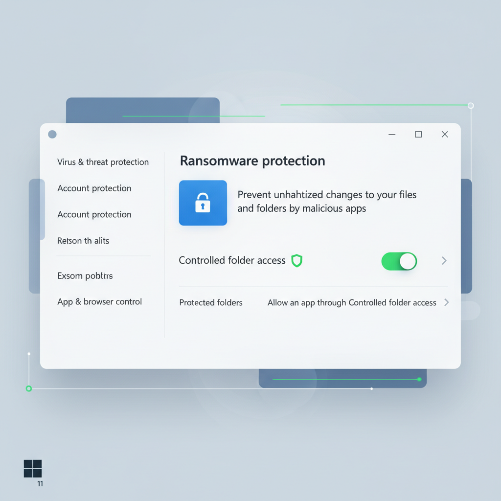 Windows 11 Security settings showing Controlled folder access and app permissions