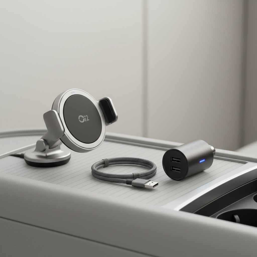 Qi2 magnetic wireless car charger and USB-C PD car adapter setup