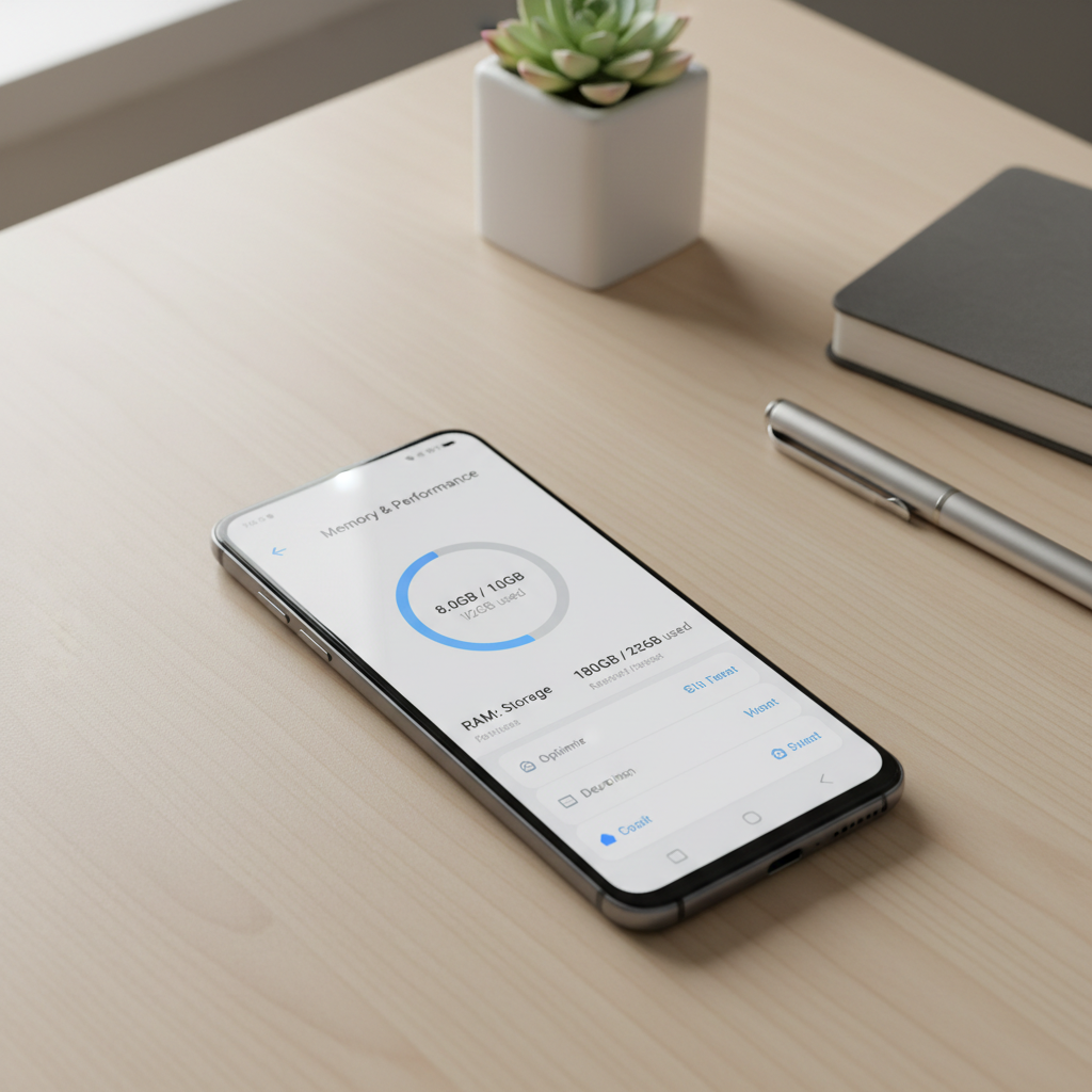 Android phone settings screen for memory and performance troubleshooting