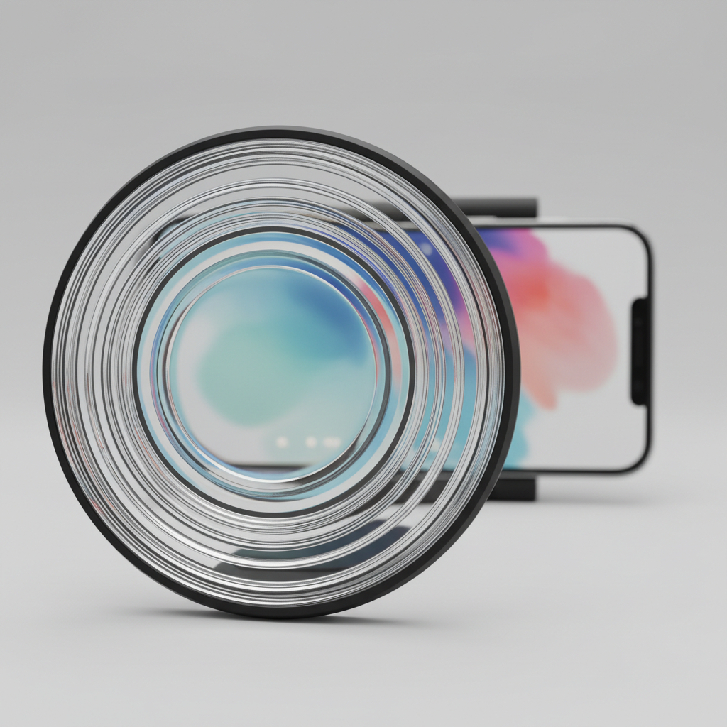 Close-up of Fresnel lens texture on a phone screen magnifier