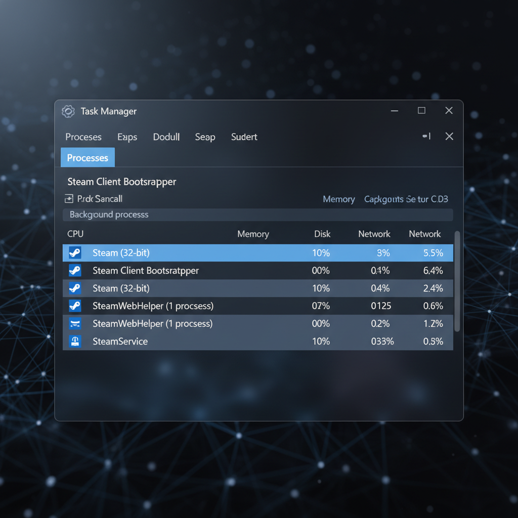 Windows 11 Task Manager showing Steam processes stuck in background