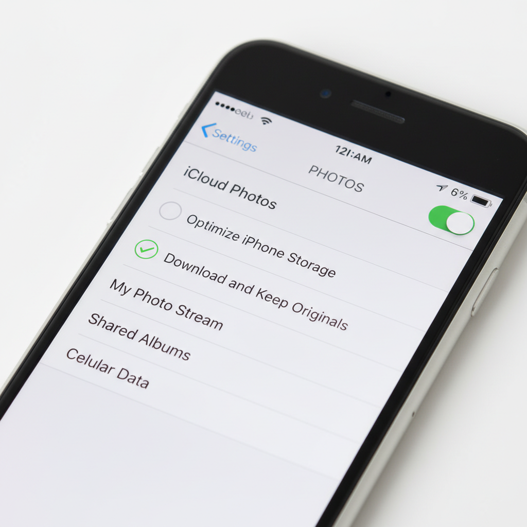 iCloud Photos Optimize iPhone Storage setting on iPhone