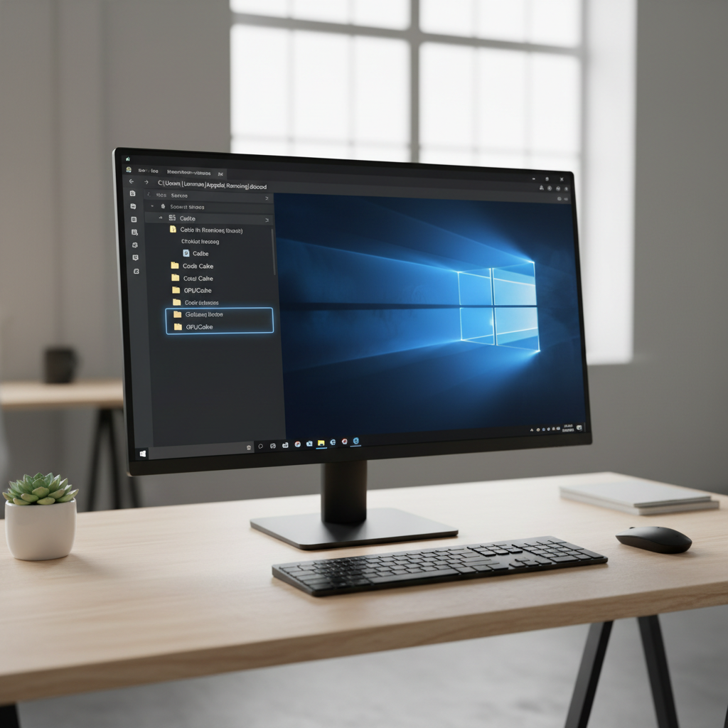 Windows File Explorer open to AppData Roaming Discord folders for cache cleanup