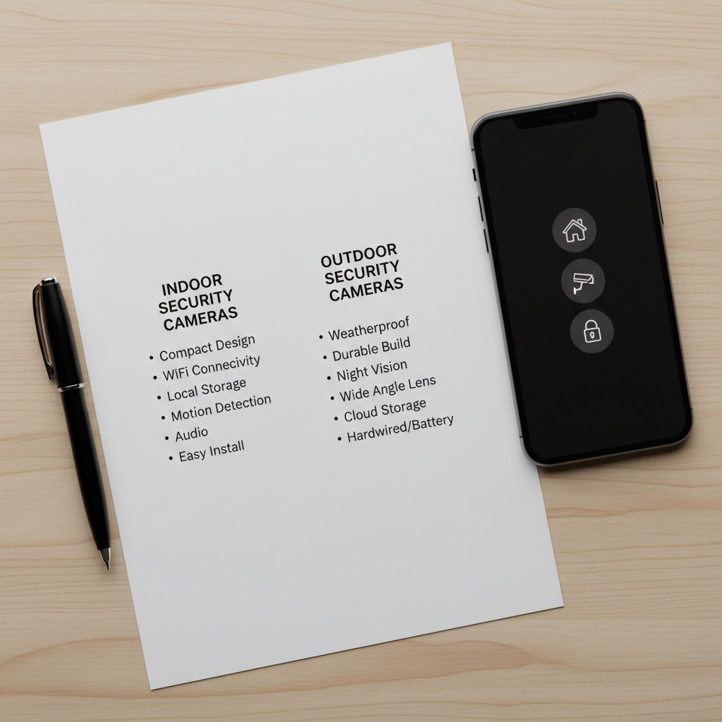 Comparison table planning for indoor vs outdoor budget security cameras