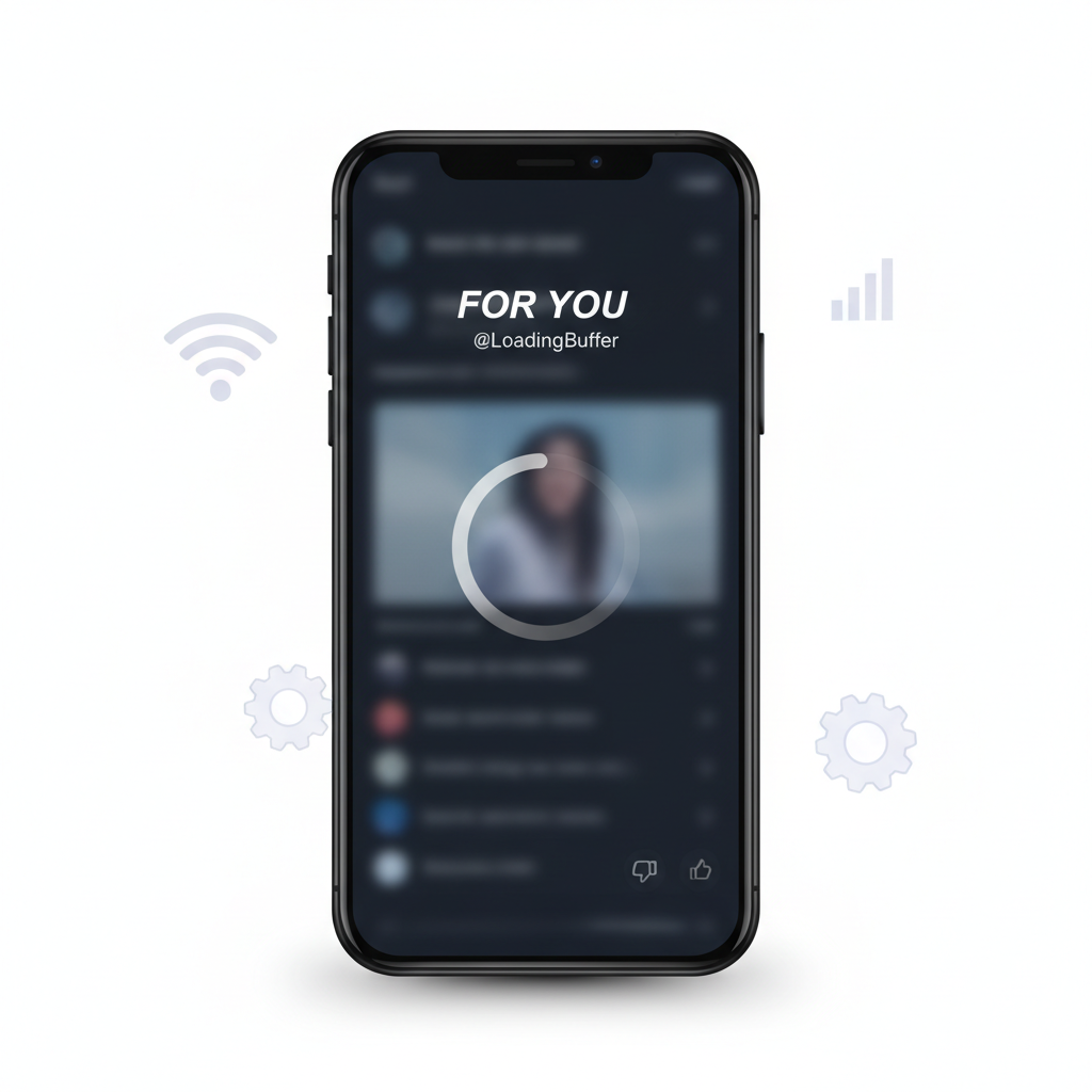 TikTok videos stuck loading on smartphone with Wi‑Fi and settings icons