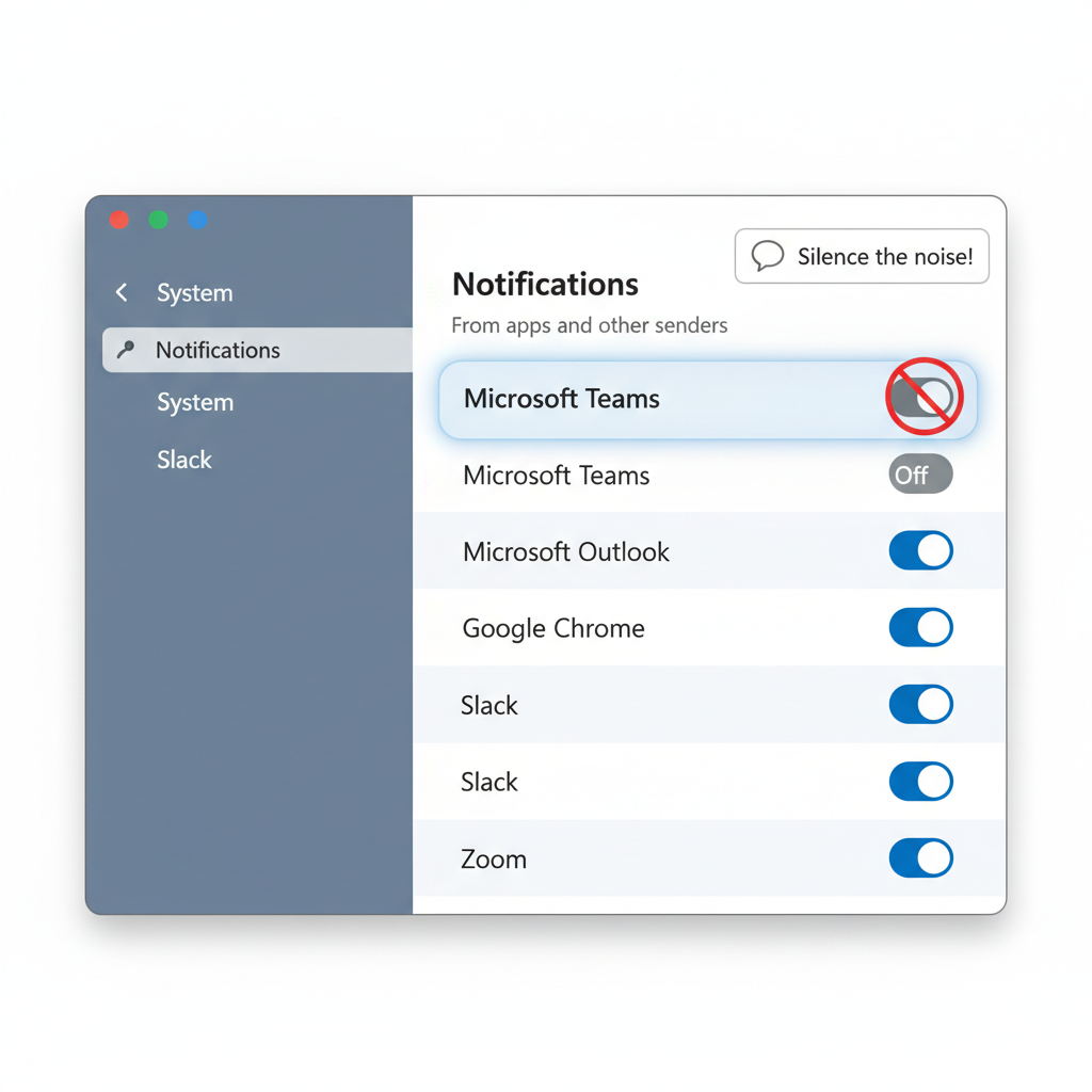 Per-app notification controls in Windows 11 for turning off specific apps