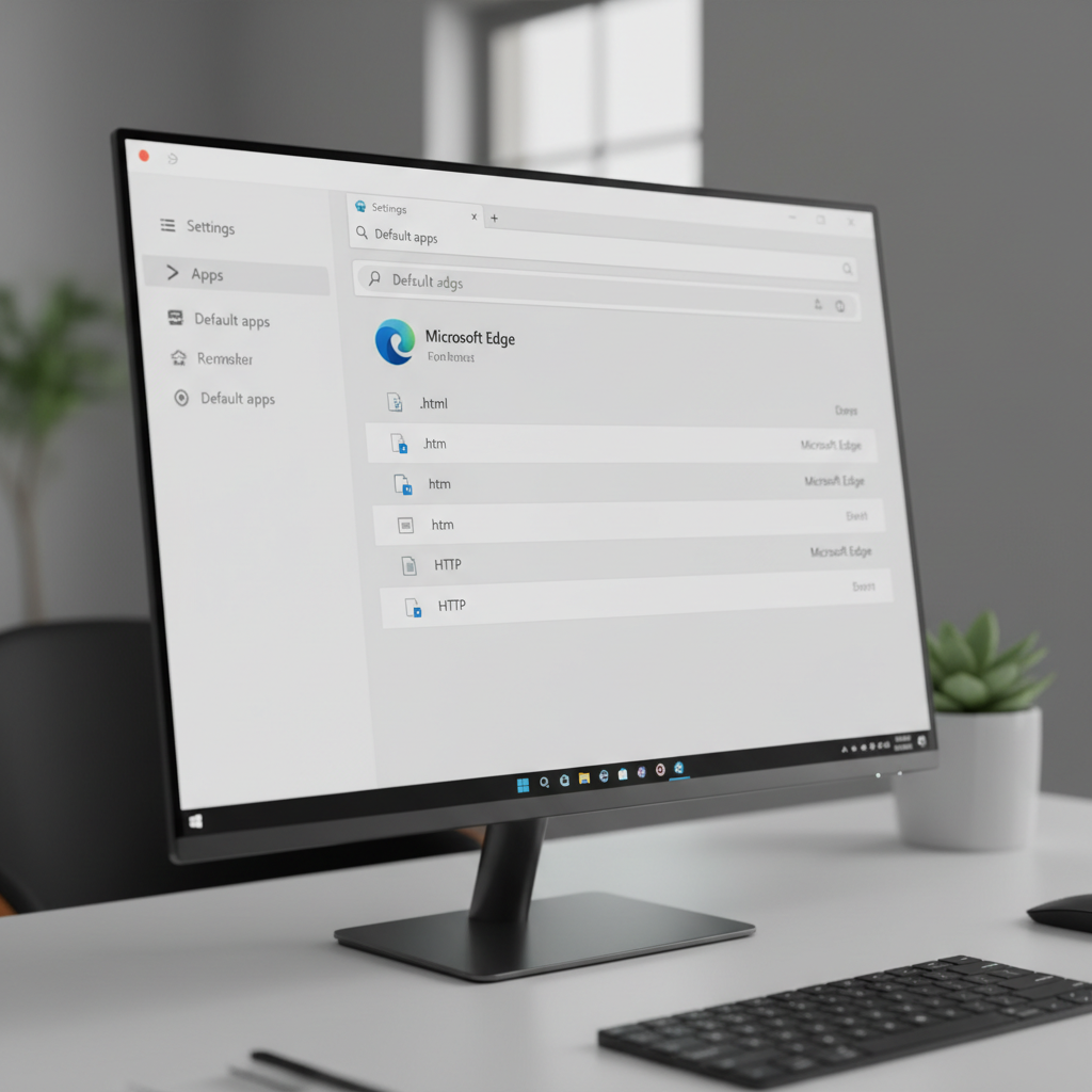 Windows 11 Settings app showing Default apps and web browser selection