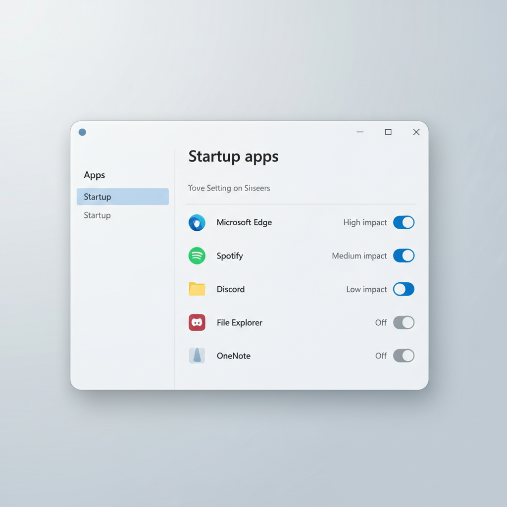 Windows 11 startup apps list in Settings showing enabled and disabled items