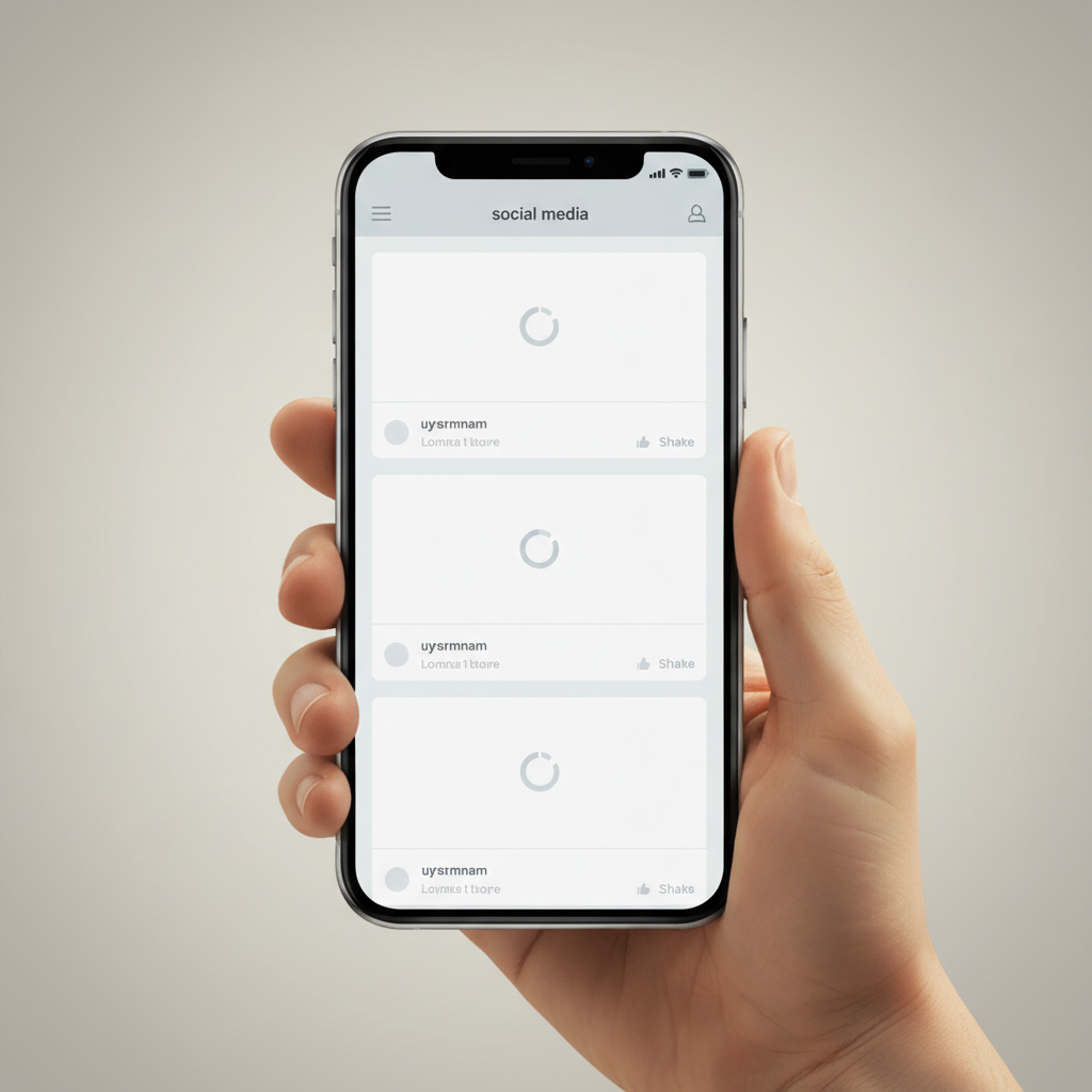 Facebook feed showing blank image placeholders on a smartphone